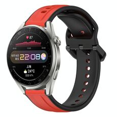 Per Huawei Watch 3 Pro 22mm Convex Loop Cinturino in silicone bicolore (rosso + nero)