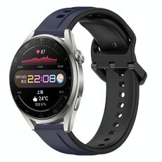 Per Huawei Watch 3 Pro 22mm Convex Loop Cinturino in silicone bicolore (blu notte + nero)