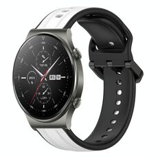 Per Huawei GT2 Pro 22mm Convex Loop Cinturino in silicone bicolore (bianco + nero)