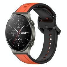 Per Huawei GT2 Pro 22mm Convex Loop Cinturino in silicone bicolore (arancione + nero)