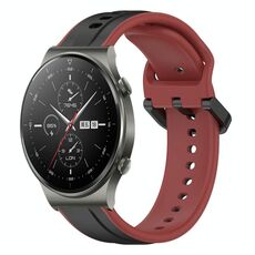 Per Huawei GT2 Pro 22mm Convex Loop Cinturino in silicone bicolore (nero + rosso)