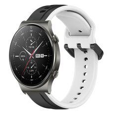Per Huawei GT2 Pro 22mm Convex Loop Cinturino in silicone bicolore (nero + bianco)