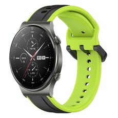Per Huawei GT2 Pro 22mm Convex Loop Cinturino in silicone bicolore (nero + lime)