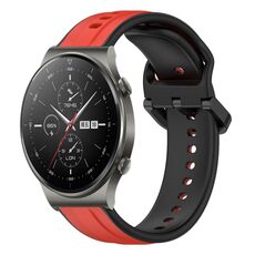 Per Huawei GT2 Pro 22mm Convex Loop Cinturino in silicone bicolore (rosso + nero)