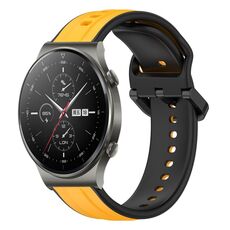 Per Huawei GT2 Pro 22mm Convex Loop Cinturino in silicone bicolore (giallo + nero)