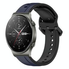 Per Huawei GT2 Pro 22mm Convex Loop Cinturino in silicone bicolore (blu notte + nero)