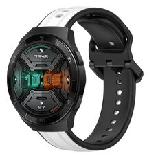 Per Huawei Watch GT 2E 22mm Convex Loop Cinturino in silicone bicolore (bianco + nero)