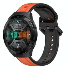 Per Huawei Watch GT 2E 22mm Convex Loop Cinturino in silicone bicolore (arancione + nero)