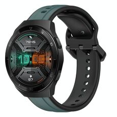 Per Huawei Watch GT 2E 22mm Convex Loop Cinturino in silicone bicolore (verde oliva + nero)