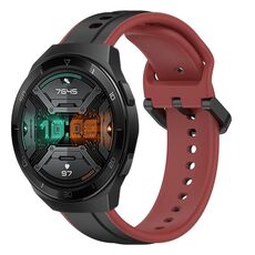 Per Huawei Watch GT 2E 22mm Convex Loop Cinturino in silicone bicolore (nero + rosso)