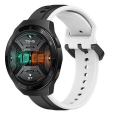 Per Huawei Watch GT 2E 22mm Convex Loop Cinturino in silicone bicolore (nero + bianco)