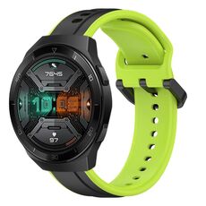 Per Huawei Watch GT 2E 22mm Convex Loop Cinturino in silicone bicolore (nero + lime)
