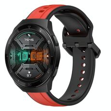 Per Huawei Watch GT 2E 22mm Convex Loop Cinturino in silicone bicolore (rosso + nero)