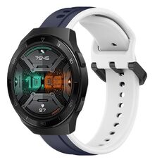 Per Huawei Watch GT 2E 22mm Convex Loop Cinturino in silicone bicolore (blu notte + bianco)