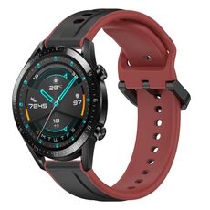 Per Huawei GT2 46mm 22mm Convex Loop Cinturino in silicone bicolore (nero + rosso)