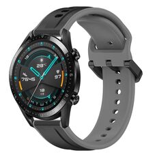 Per Huawei GT2 46mm 22mm Convex Loop Cinturino in silicone bicolore (nero + grigio)