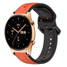 Per Honor Watch GS 3 22mm Convex Loop Cinturino in silicone bicolore (arancione + nero)