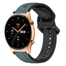 For Honor Watch GS 3 22mm Convex Loop Cinturino in silicone bicolore (verde oliva + nero)