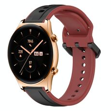 Per Honor Watch GS 3 22mm Convex Loop Cinturino in silicone bicolore (nero + rosso)