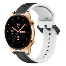 Per Honor Watch GS 3 22mm Convex Loop Cinturino in silicone bicolore (nero + bianco)