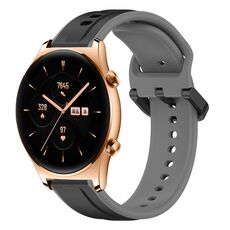 Per Honor Watch GS 3 22mm Convex Loop Cinturino in silicone bicolore (nero + grigio)