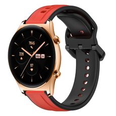 Per Honor Watch GS 3 22mm Convex Loop Cinturino in silicone bicolore (rosso + nero)