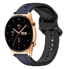 Per Honor Watch GS 3 22mm Convex Loop Cinturino in silicone bicolore (blu notte + nero)