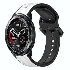 Per Honor Watch GS Pro 22mm Convex Loop Cinturino in silicone bicolore (bianco + nero)