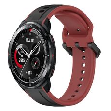 Per Honor Watch GS Pro 22mm Convex Loop Cinturino in silicone bicolore (nero + rosso)