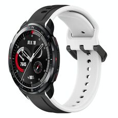 Per Honor Watch GS Pro 22mm Convex Loop Cinturino in silicone bicolore (nero + bianco)