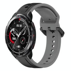 Per Honor Watch GS Pro 22mm Convex Loop Cinturino in silicone bicolore (nero + grigio)