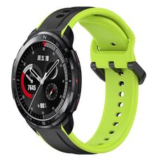 Per Honor Watch GS Pro 22mm Convex Loop Cinturino in silicone bicolore (nero + lime)
