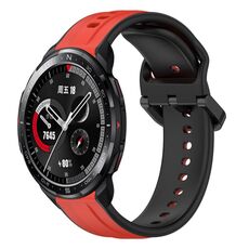 For Honor Watch GS Pro 22mm Convex Loop Cinturino in silicone bicolore (rosso + nero)