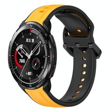 Per Honor Watch GS Pro 22mm Convex Loop Cinturino in silicone bicolore (giallo + nero)