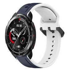 Per Honor Watch GS Pro 22mm Convex Loop Cinturino in silicone bicolore (blu notte + bianco)