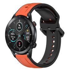 Per Honor Magic Watch 2 46mm 22mm Convex Loop Cinturino in silicone bicolore (arancione + nero)