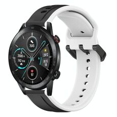 Per Honor Magic Watch 2 46mm 22mm Convex Loop Cinturino in silicone bicolore (nero + bianco)