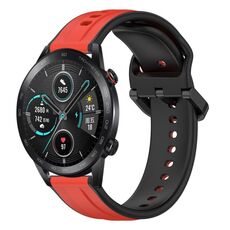 Per Honor Magic Watch 2 46mm 22mm Convex Loop Cinturino in silicone bicolore (rosso + nero)