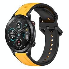 Per Honor Magic Watch 2 46mm 22mm Convex Loop Cinturino in silicone bicolore (giallo + nero)