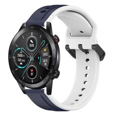 Per Honor Magic Watch 2 46mm 22mm Convex Loop Cinturino in silicone bicolore (blu notte + bianco)