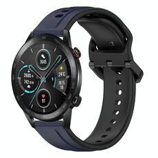 Per Honor Magic Watch 2 46mm 22mm Convex Loop Cinturino in silicone bicolore (blu notte + nero)