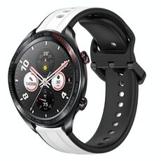 For Honor Watch Dream 22mm Convex Loop Cinturino in silicone bicolore (bianco + nero)