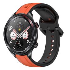 For Honor Watch Dream 22mm Convex Loop Cinturino in silicone bicolore (arancione + nero)