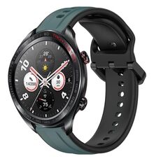 For Honor Watch Dream 22mm Convex Loop Cinturino in silicone bicolore (verde oliva + nero)