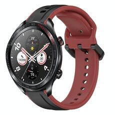 For Honor Watch Dream 22mm Convex Loop Cinturino in silicone bicolore (nero + rosso)