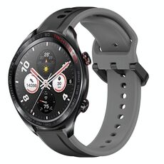 For Honor Watch Dream 22mm Convex Loop Cinturino in silicone bicolore (nero + grigio)
