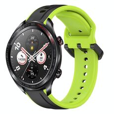 For Honor Watch Dream 22mm Convex Loop Cinturino in silicone bicolore (nero + lime)