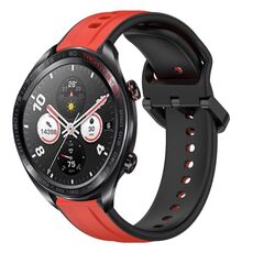 For Honor Watch Dream 22mm Convex Loop Cinturino in silicone bicolore (rosso + nero)