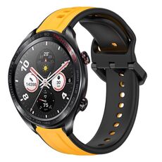 For Honor Watch Dream 22mm Convex Loop Cinturino in silicone bicolore (giallo + nero)