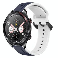 For Honor Watch Dream 22mm Convex Loop Cinturino in silicone bicolore (blu notte + bianco)